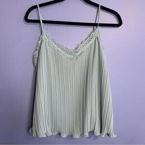 Lush Pleat Lace Camisole in Sage - Size Large